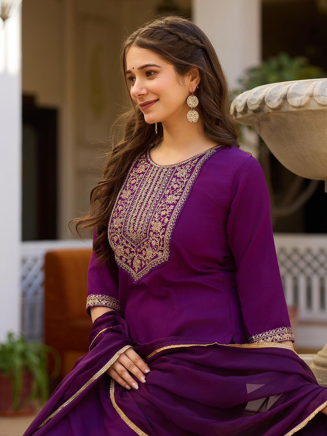 Rayon Kurti With Pant & Dupatta Set