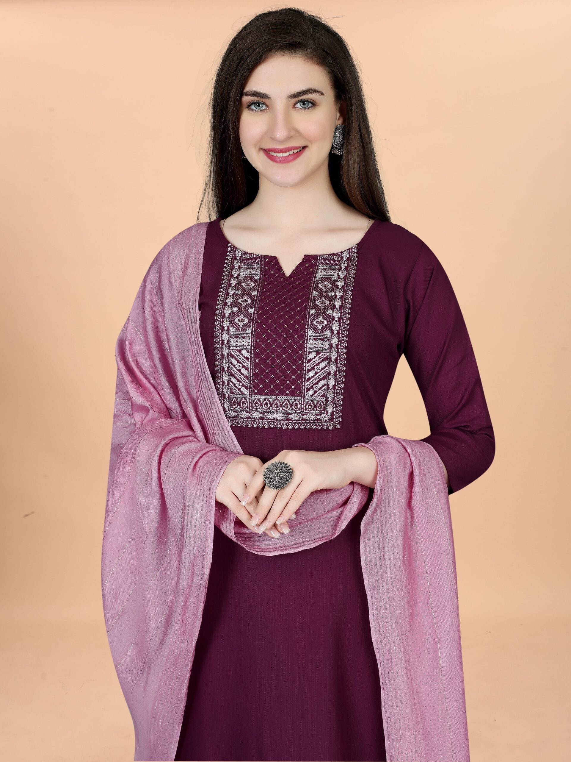 Kurti With Pant And Dupatta Set