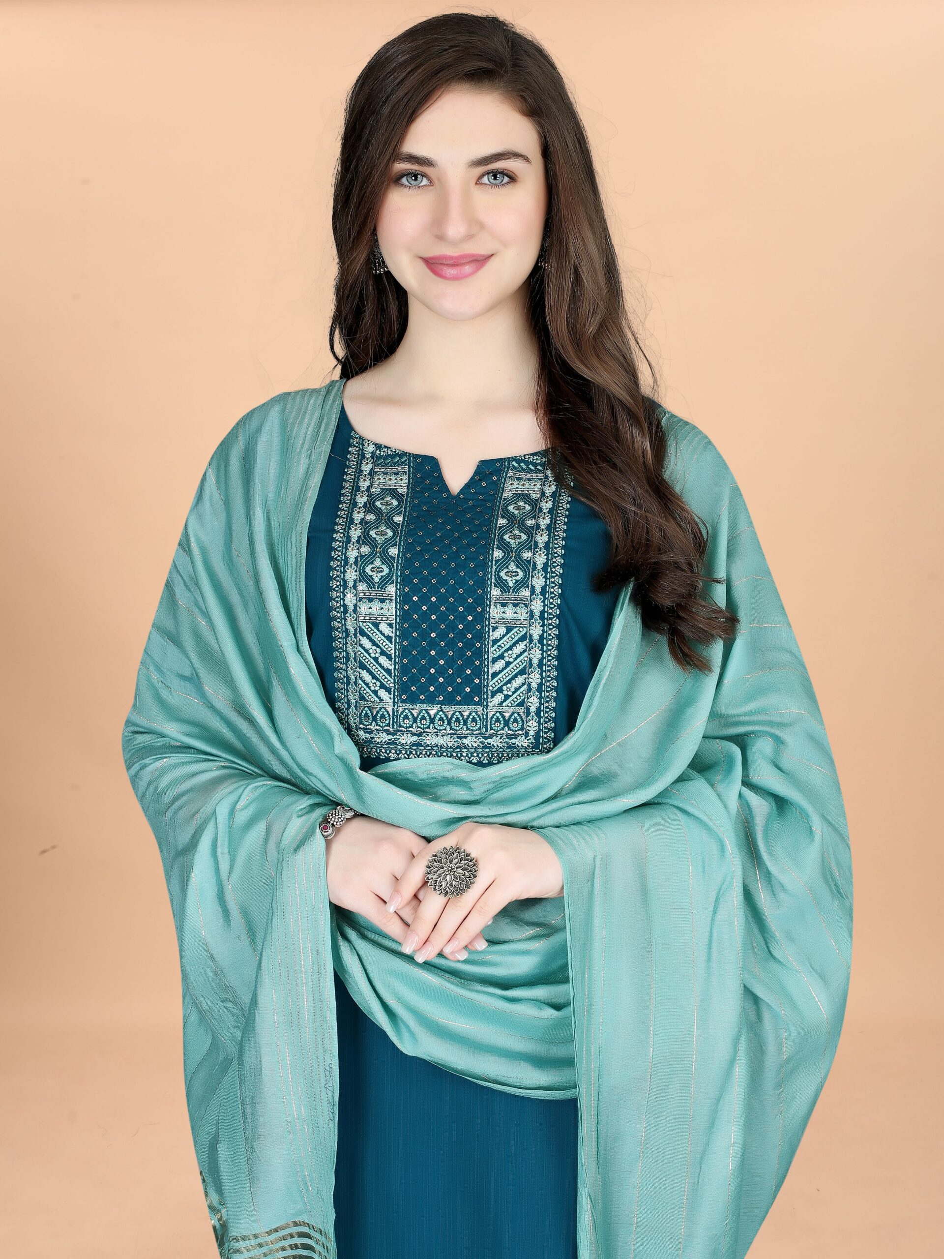 Kurti With Pant And Dupatta Set