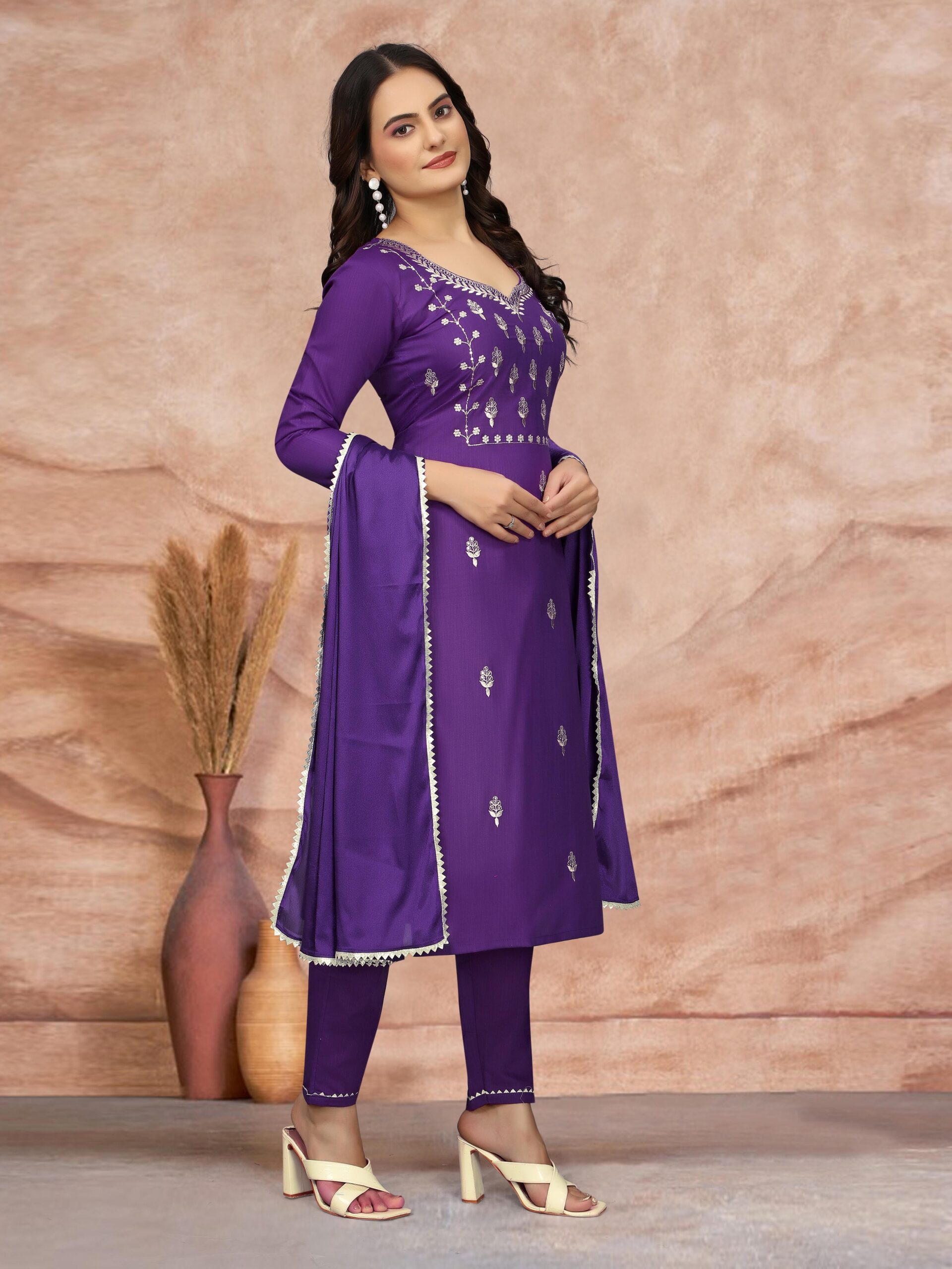 Cottan Blend Kurti With Pant & Dupatta Set