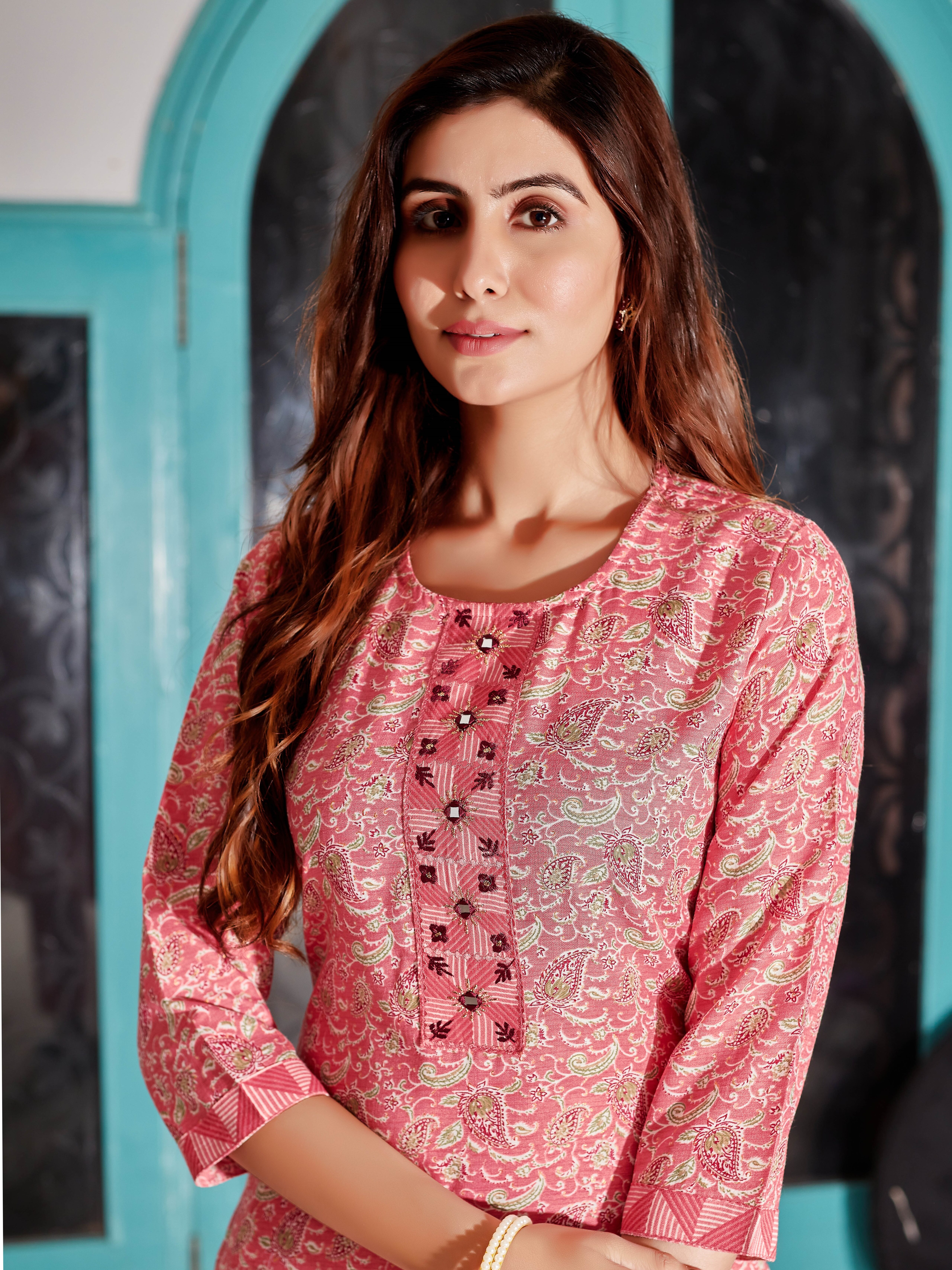Cotton Blend Kurta With Pant Set