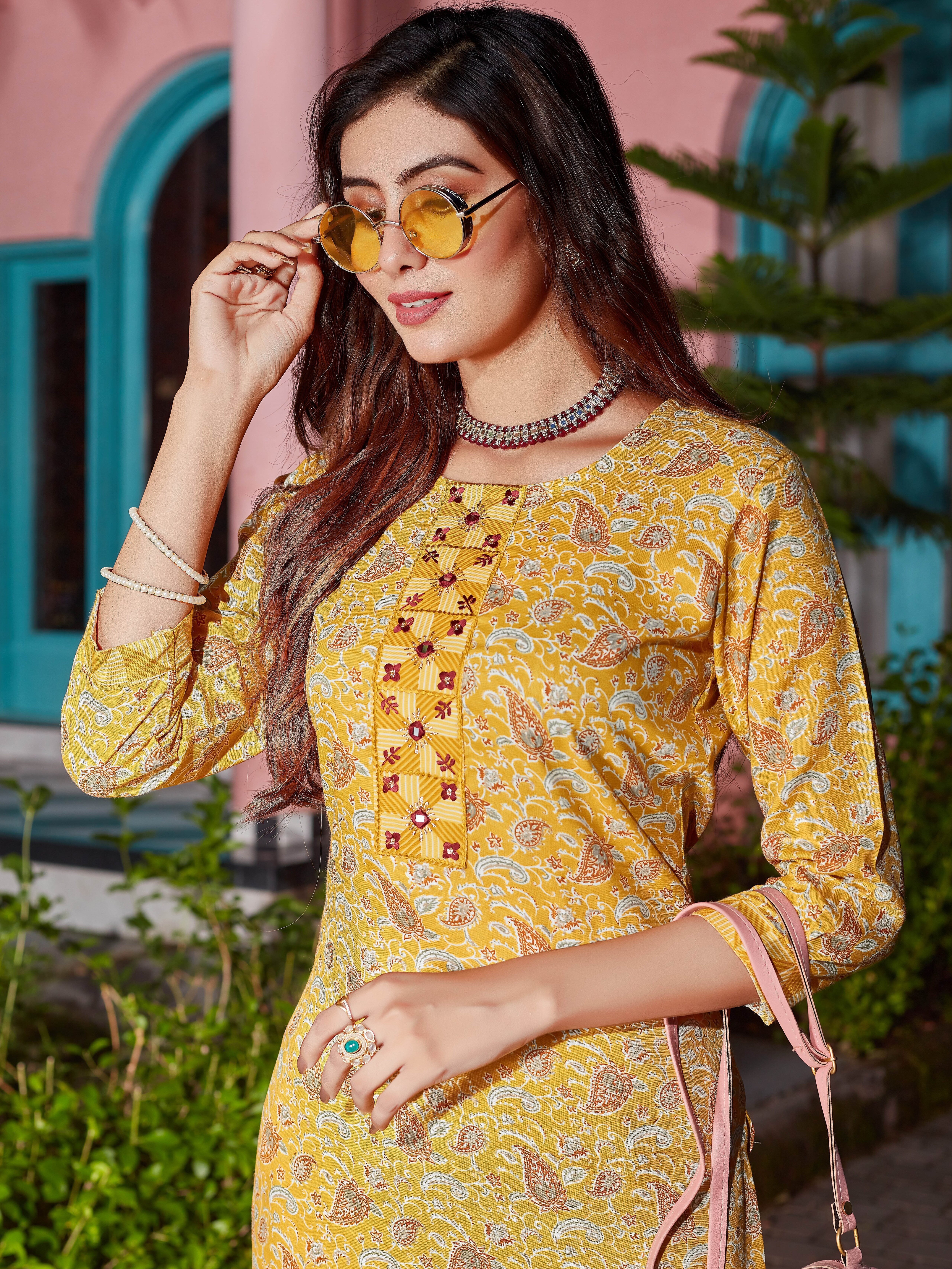 Cotton Blend Kurta With Pant Set
