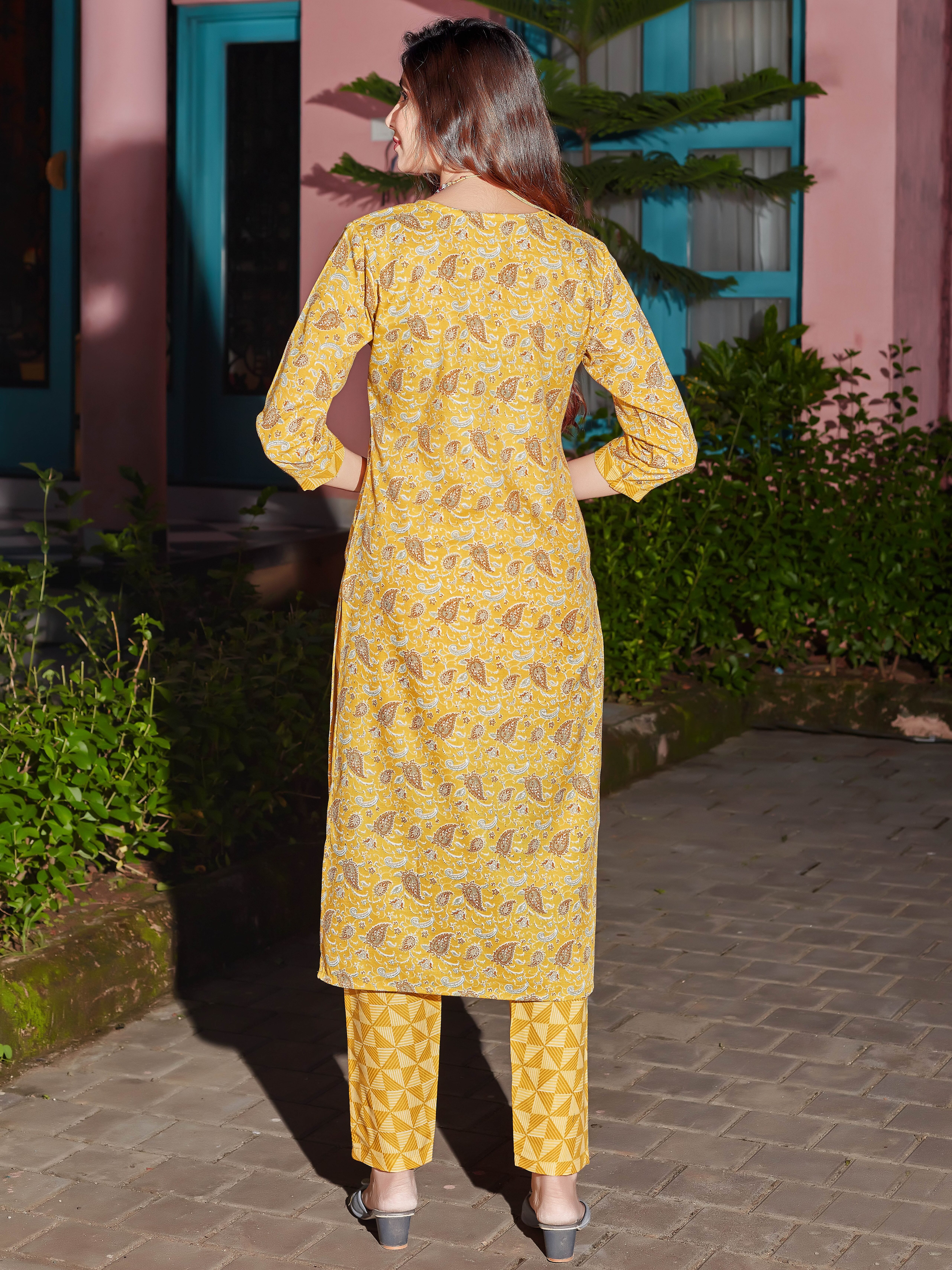 Cotton Blend Kurta With Pant Set - Image 3