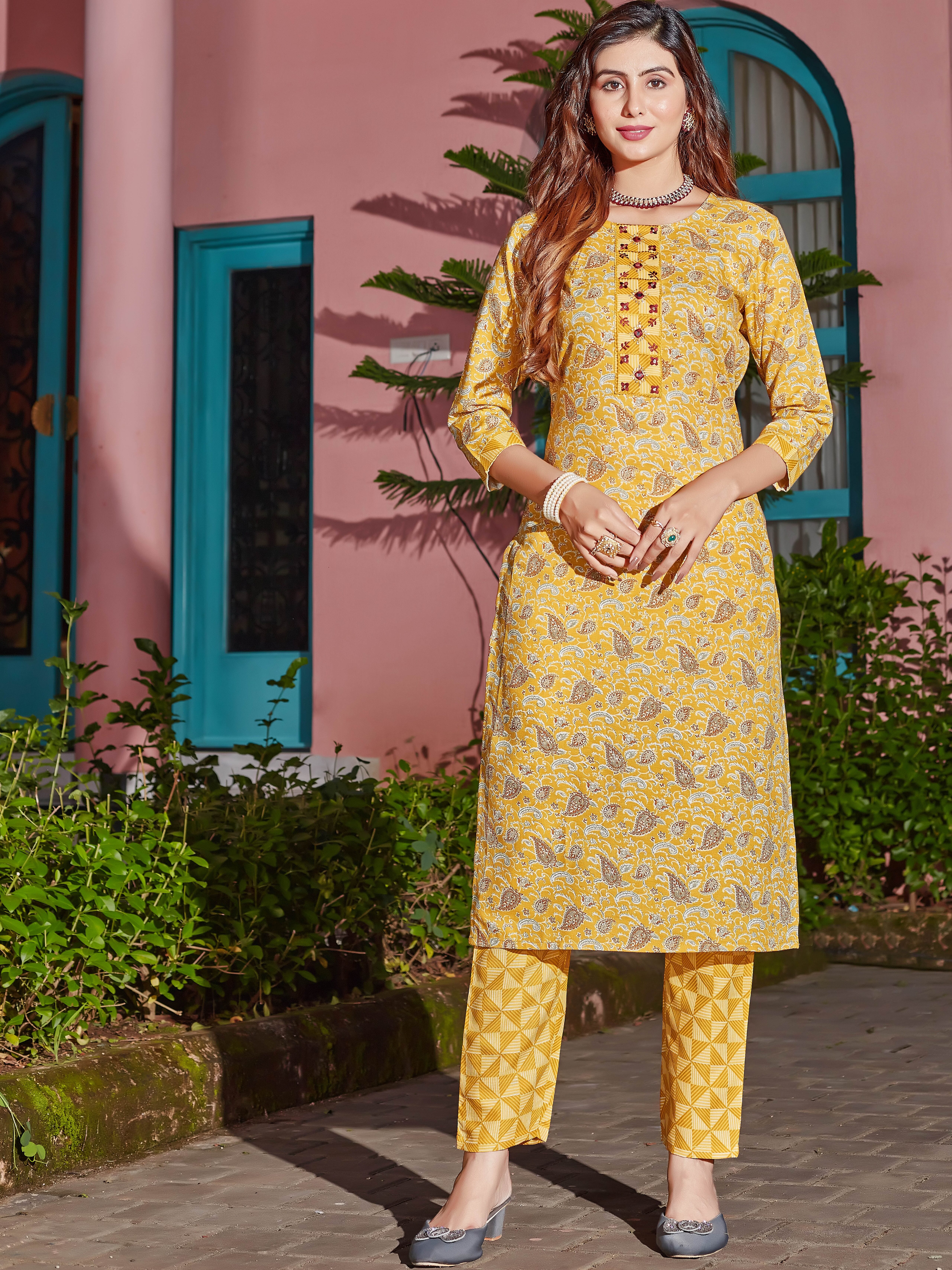 Cotton Blend Kurta With Pant Set - Image 4