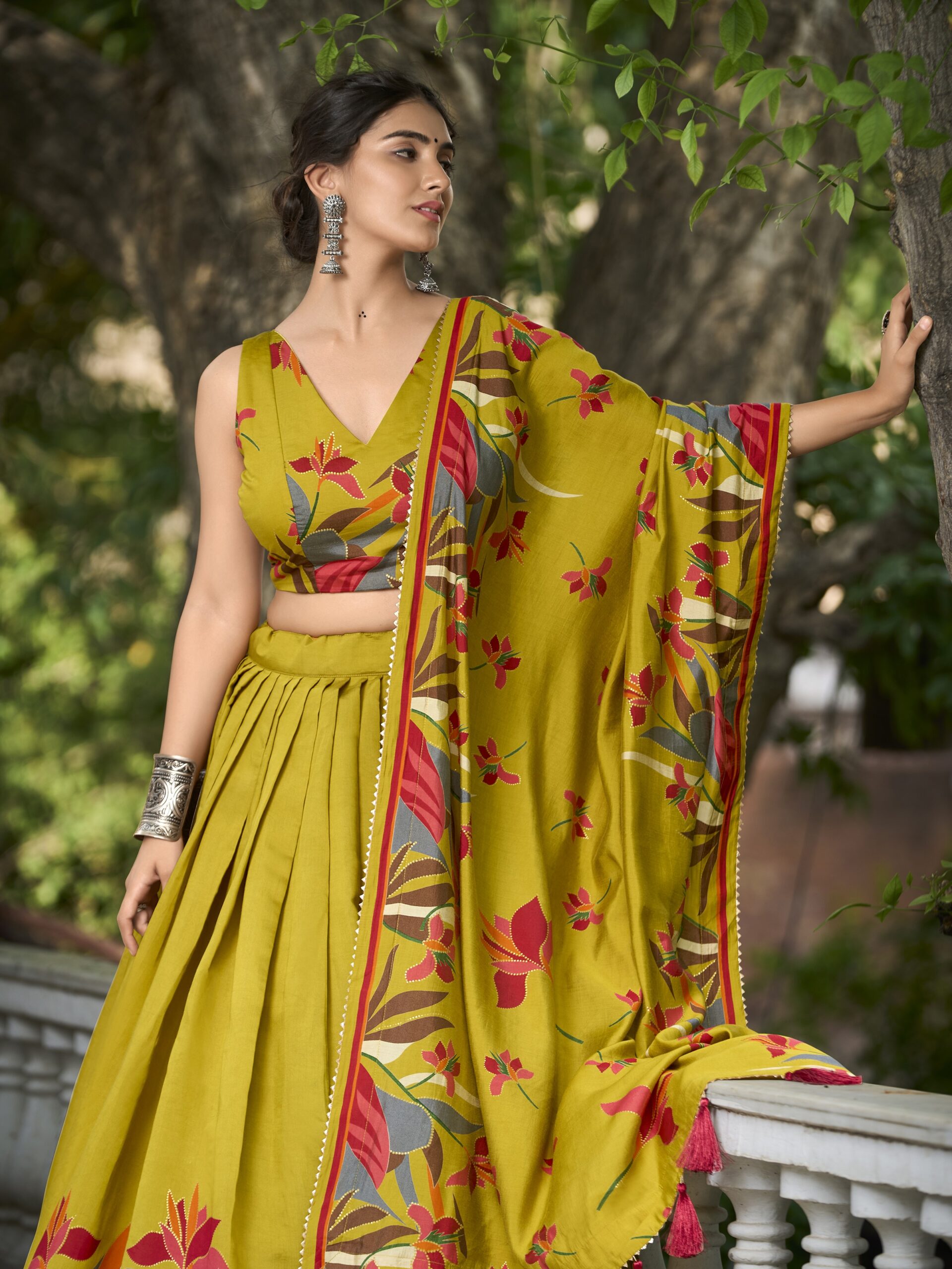 Floral Print With Foil Work Lehenga Choli