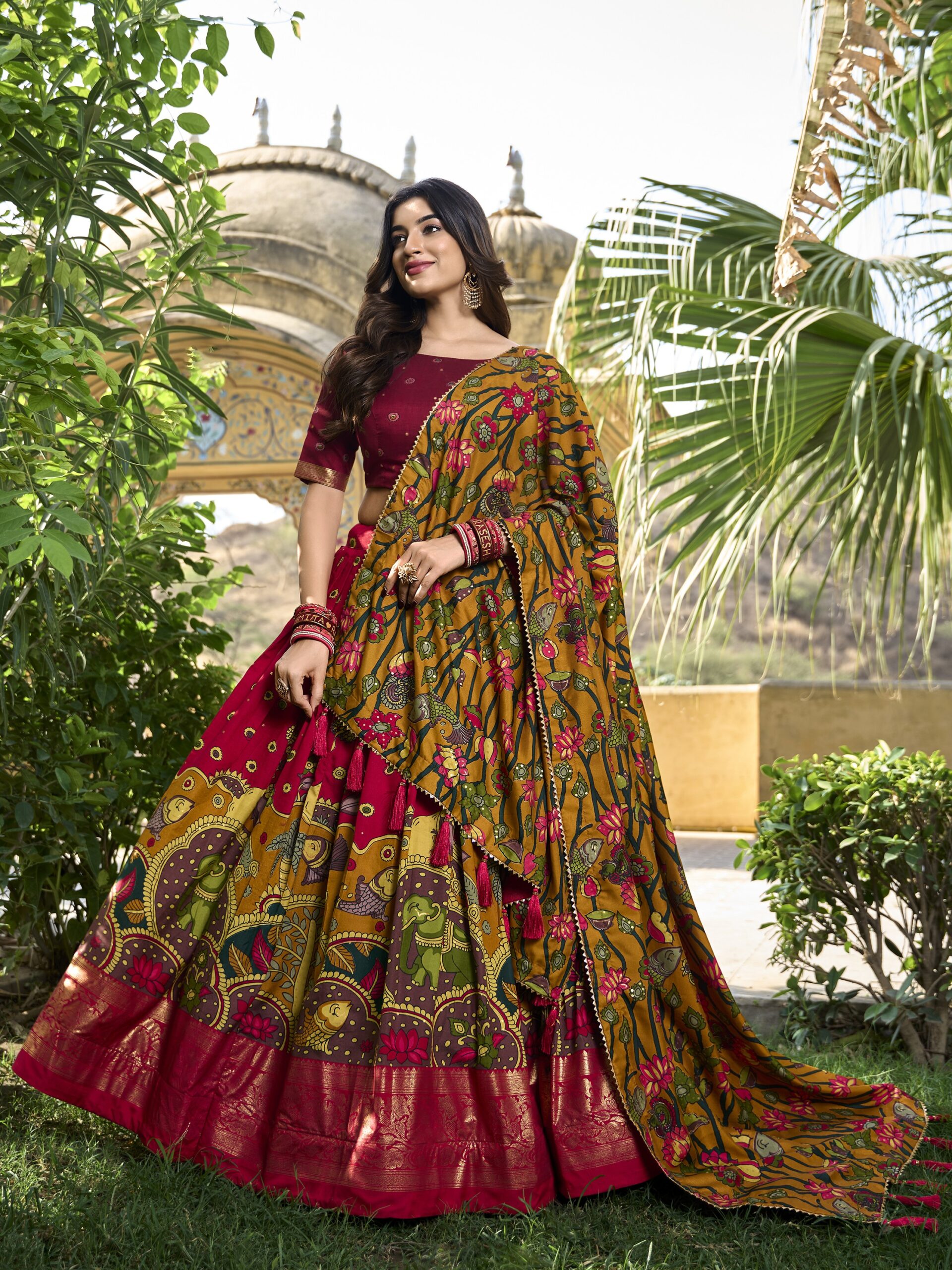 Floral Print With Foil Work Lehenga Choli