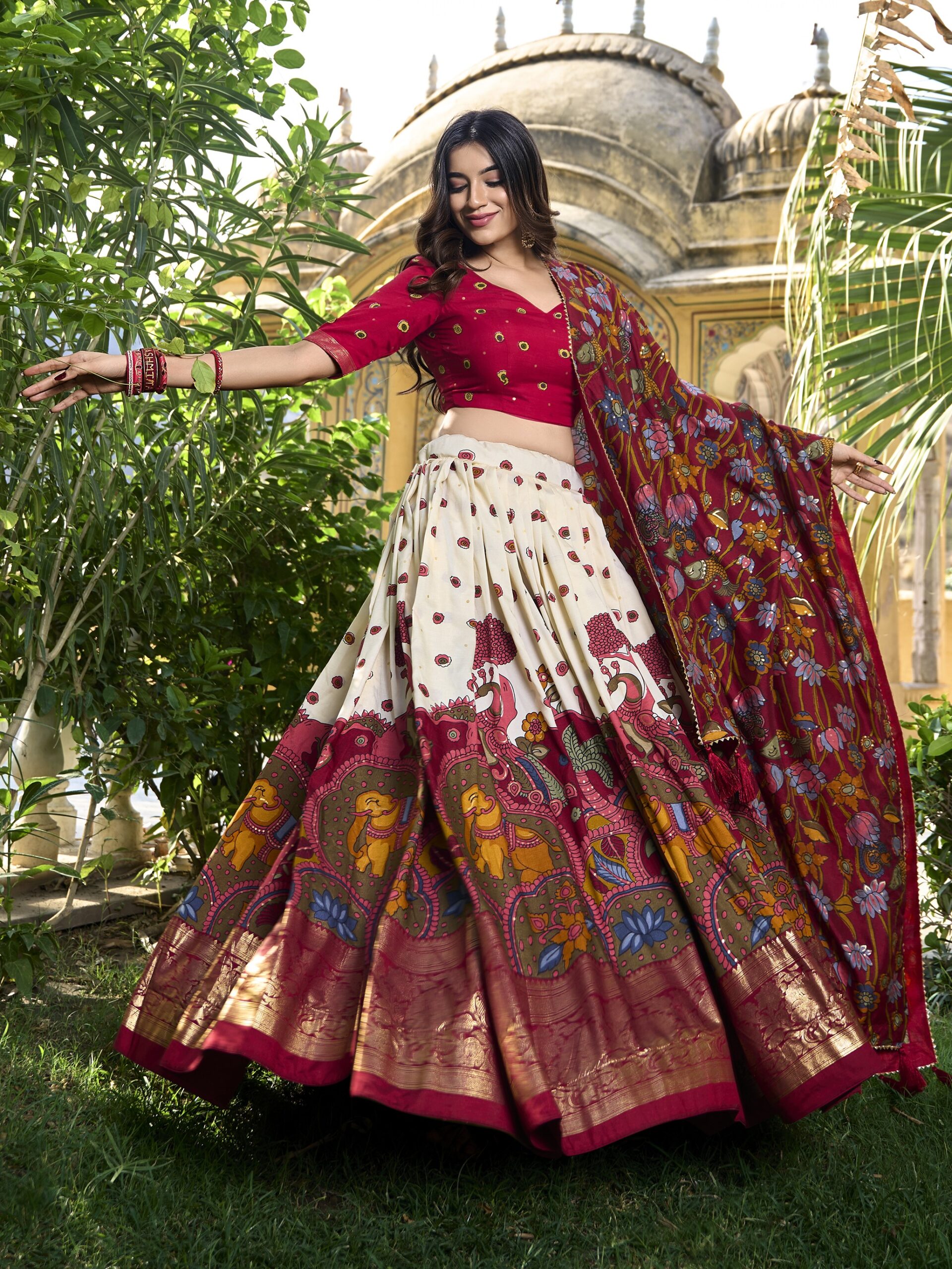 Floral Print With Foil Work Lehenga Choli