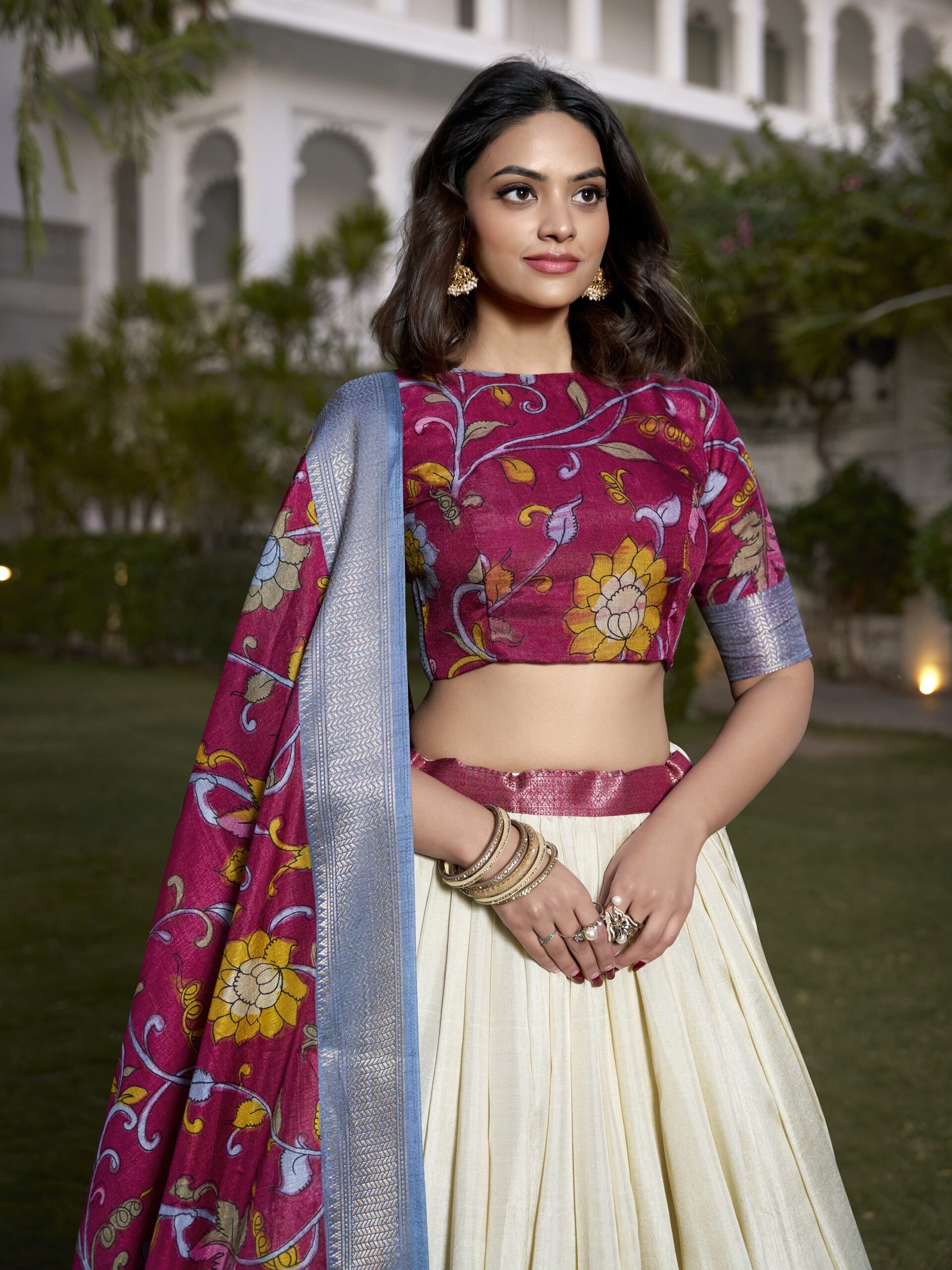 Floral Print With Foil Work Lehenga Choli