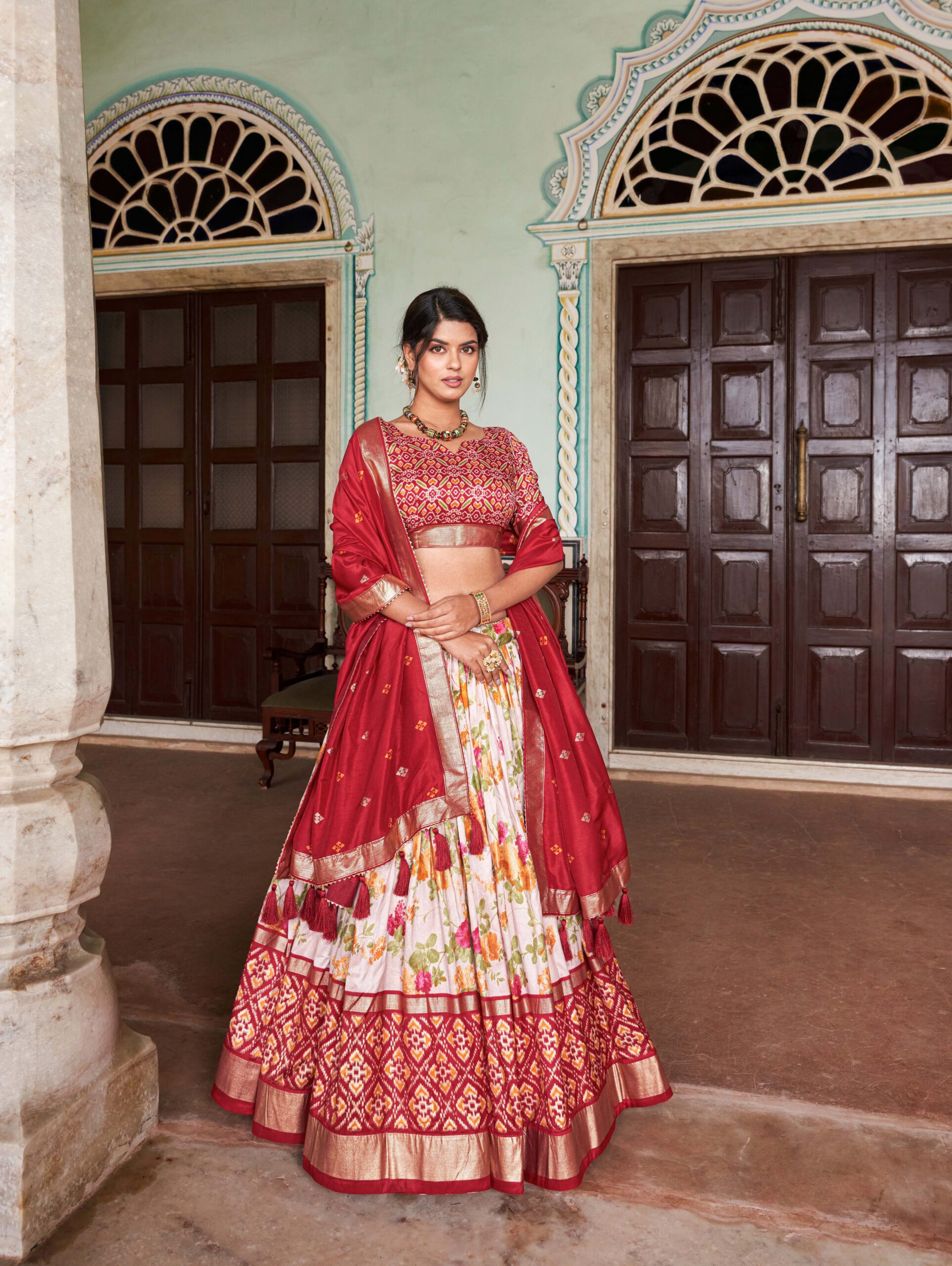 Floral Print With Foil Work Lehenga Choli - Image 5