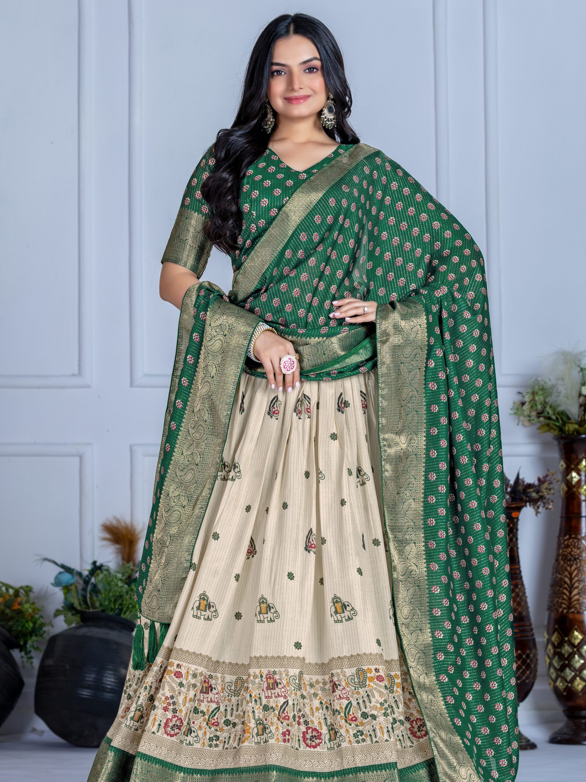 Jacquard With Jari Lining Lehenga Choli - Image 3