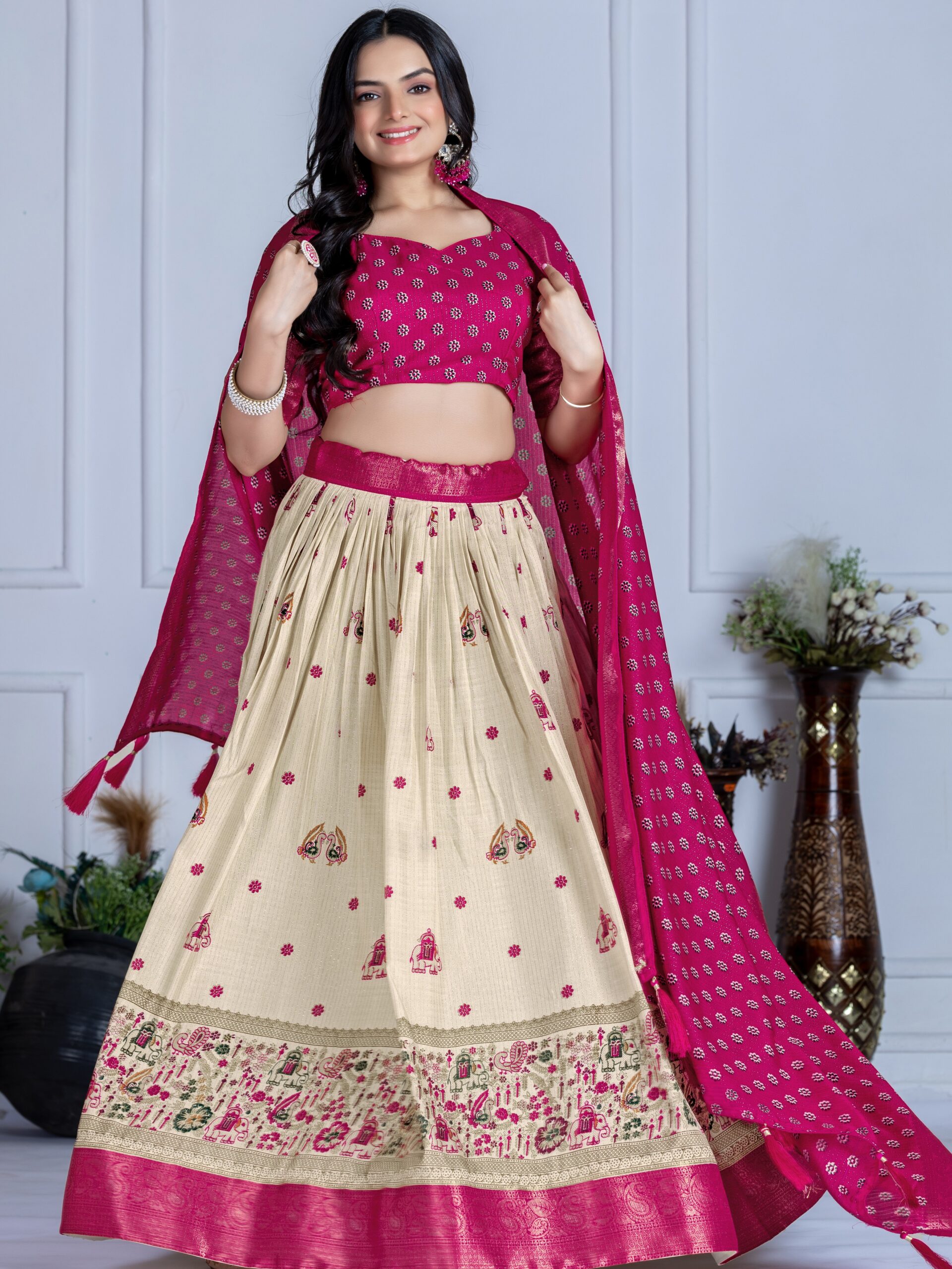 Jacquard With Jari Lining Lehenga Choli - Image 3