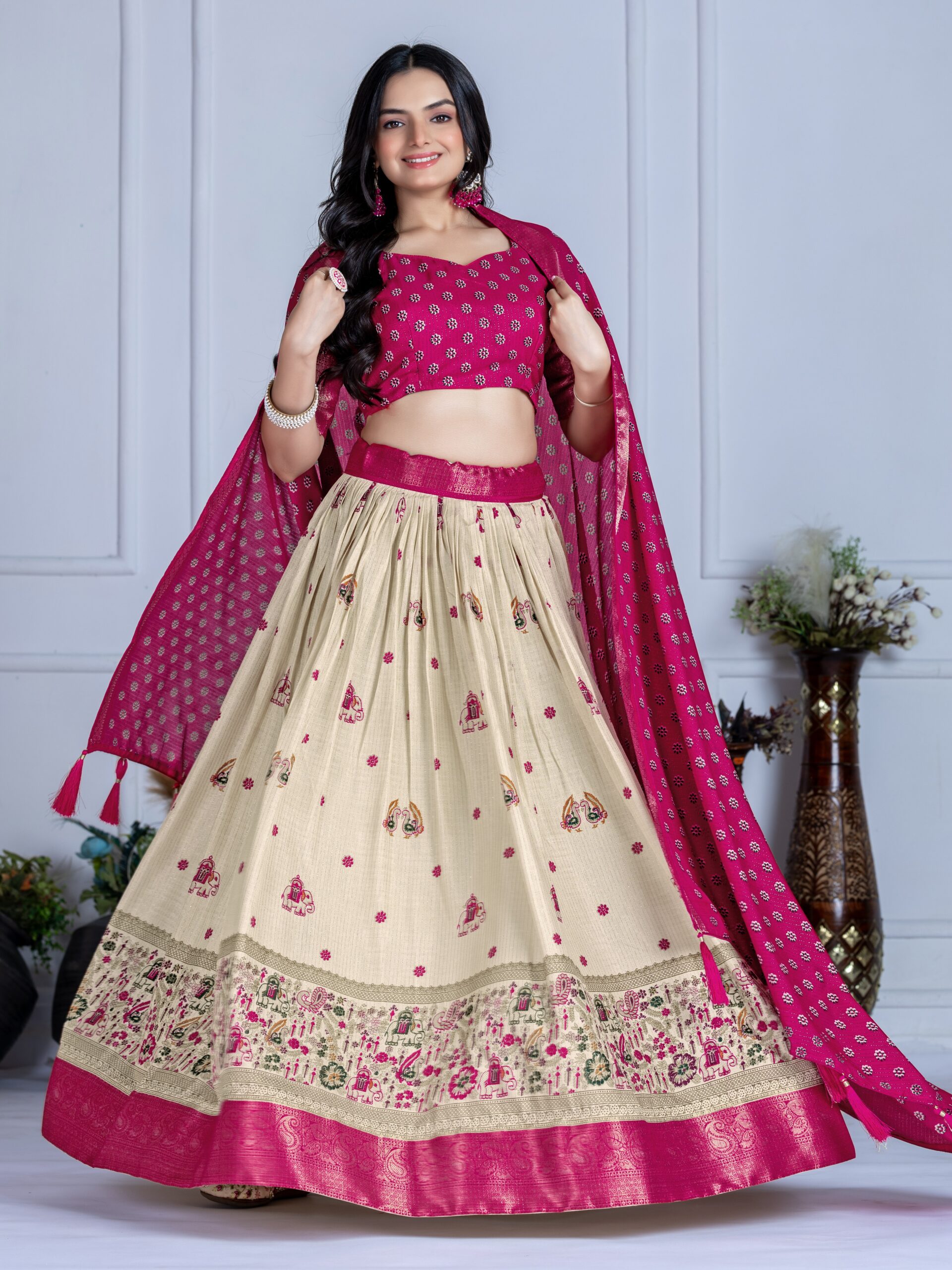 Jacquard With Jari Lining Lehenga Choli - Image 5