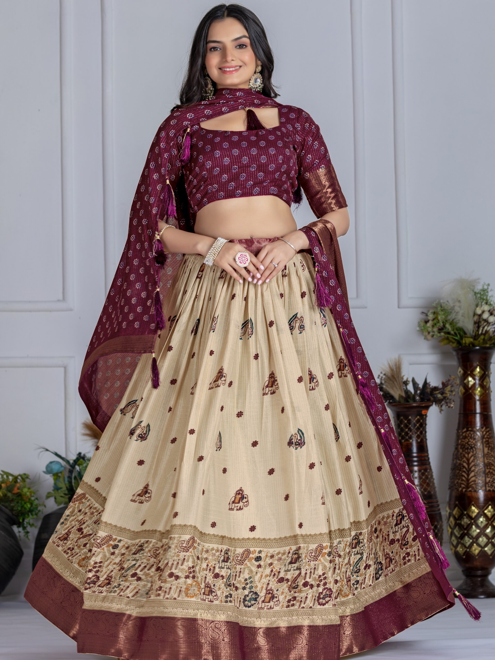 Jacquard With Jari Lining Lehenga Choli - Image 4