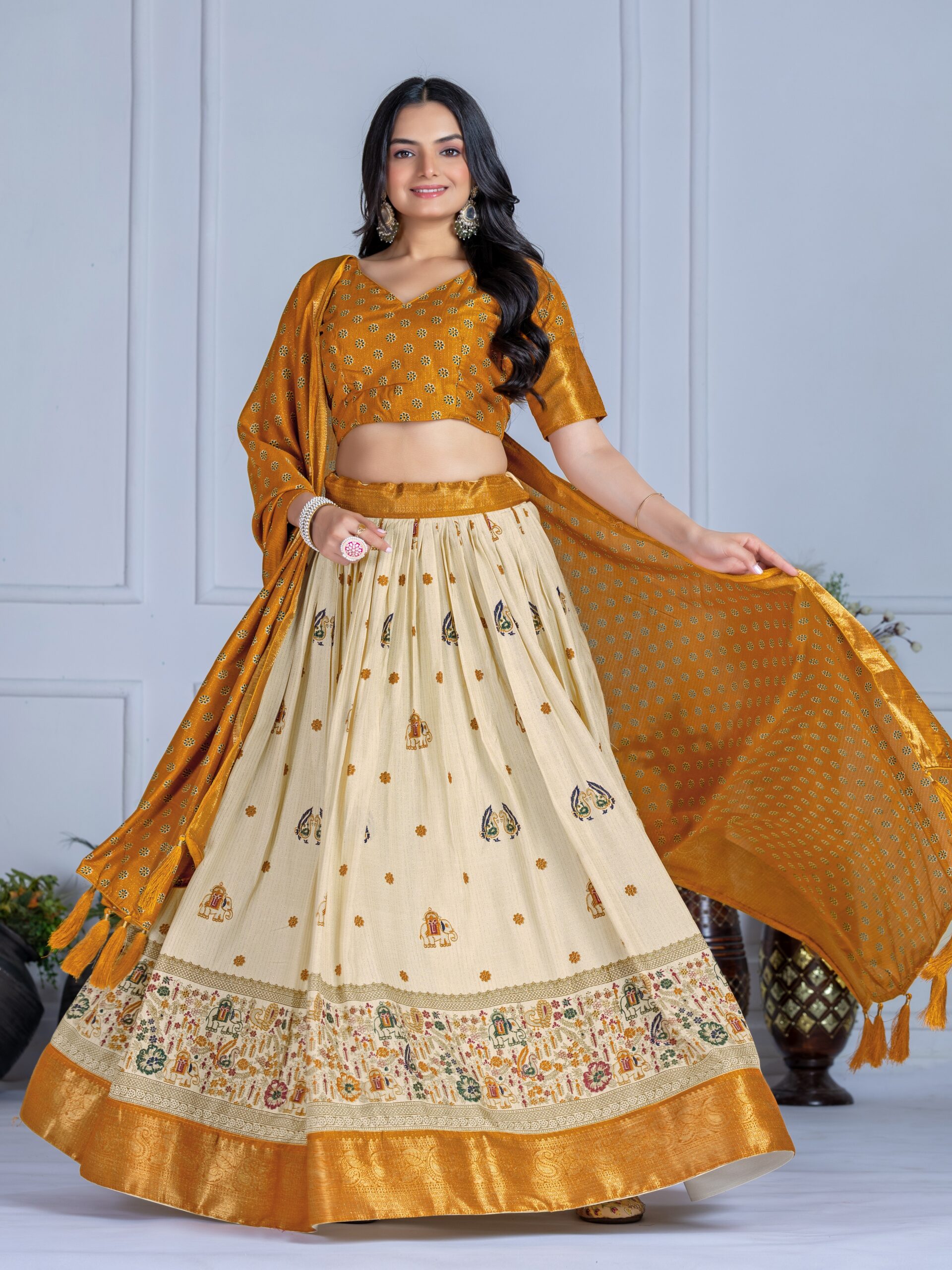 Jacquard With Jari Lining Lehenga Choli - Image 5