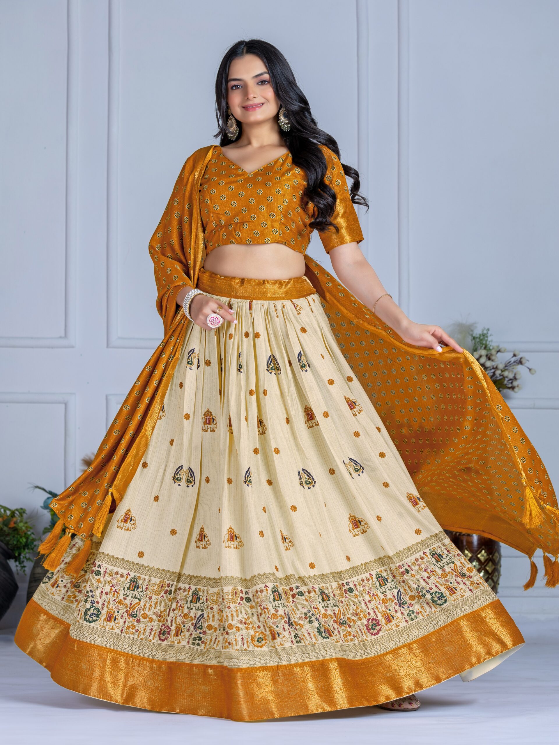 Jacquard With Jari Lining Lehenga Choli - Image 4
