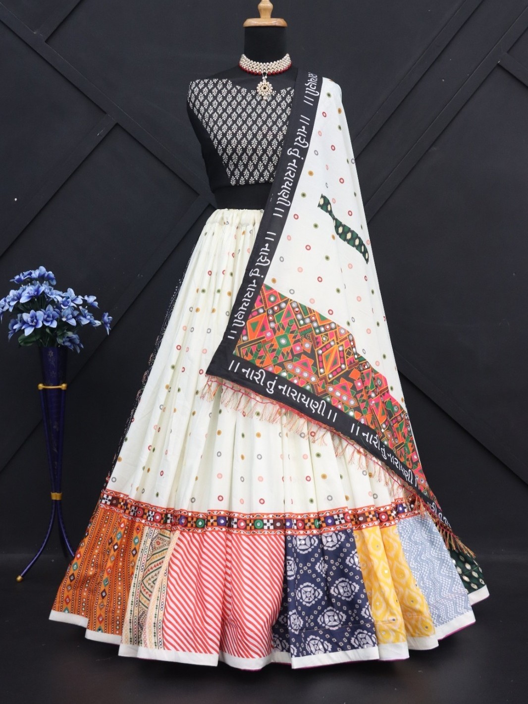 Printed With Real Mirror Lehenga Choli