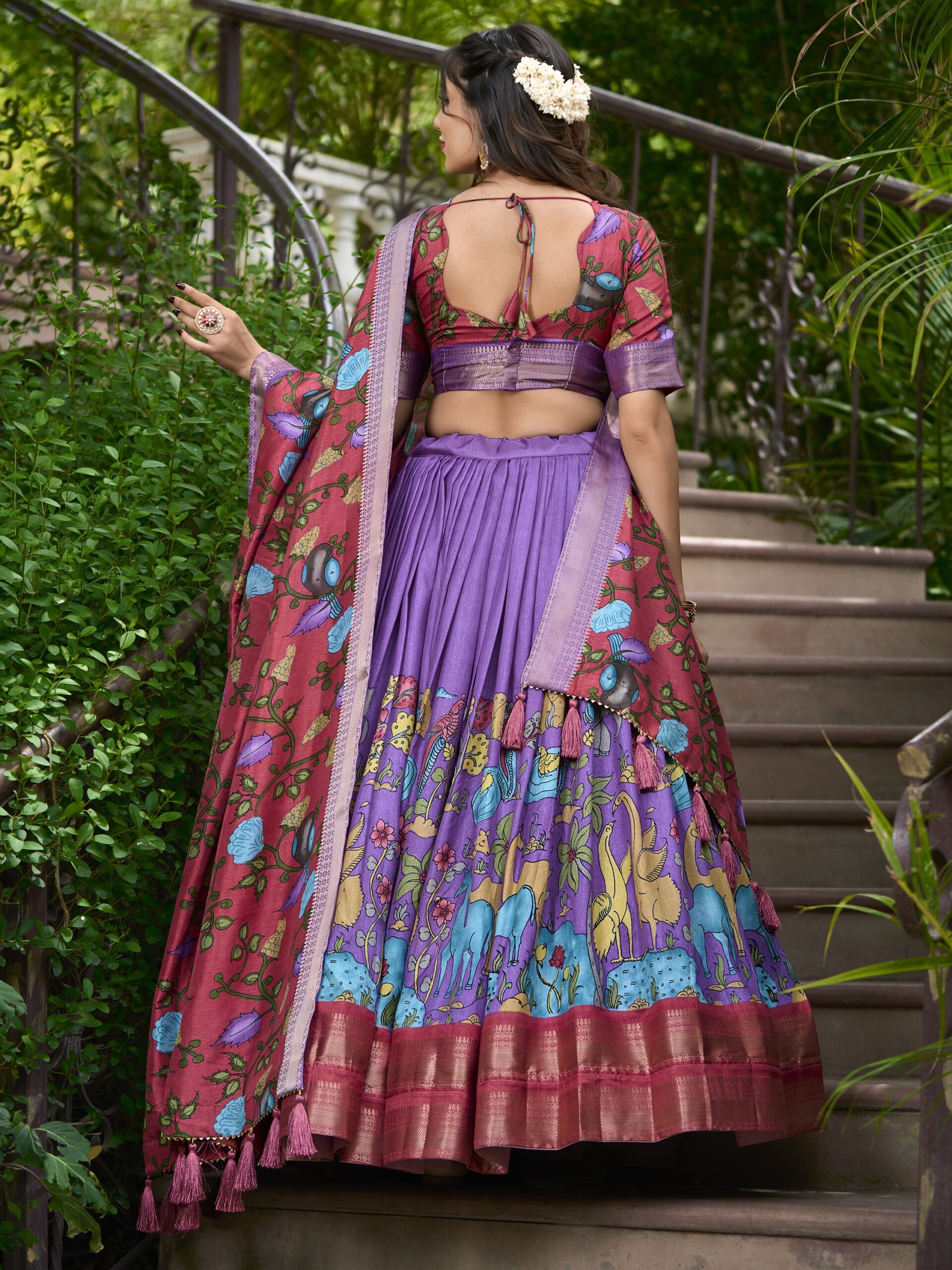 Floral Print With Foil Work Lehenga Choli - Image 4