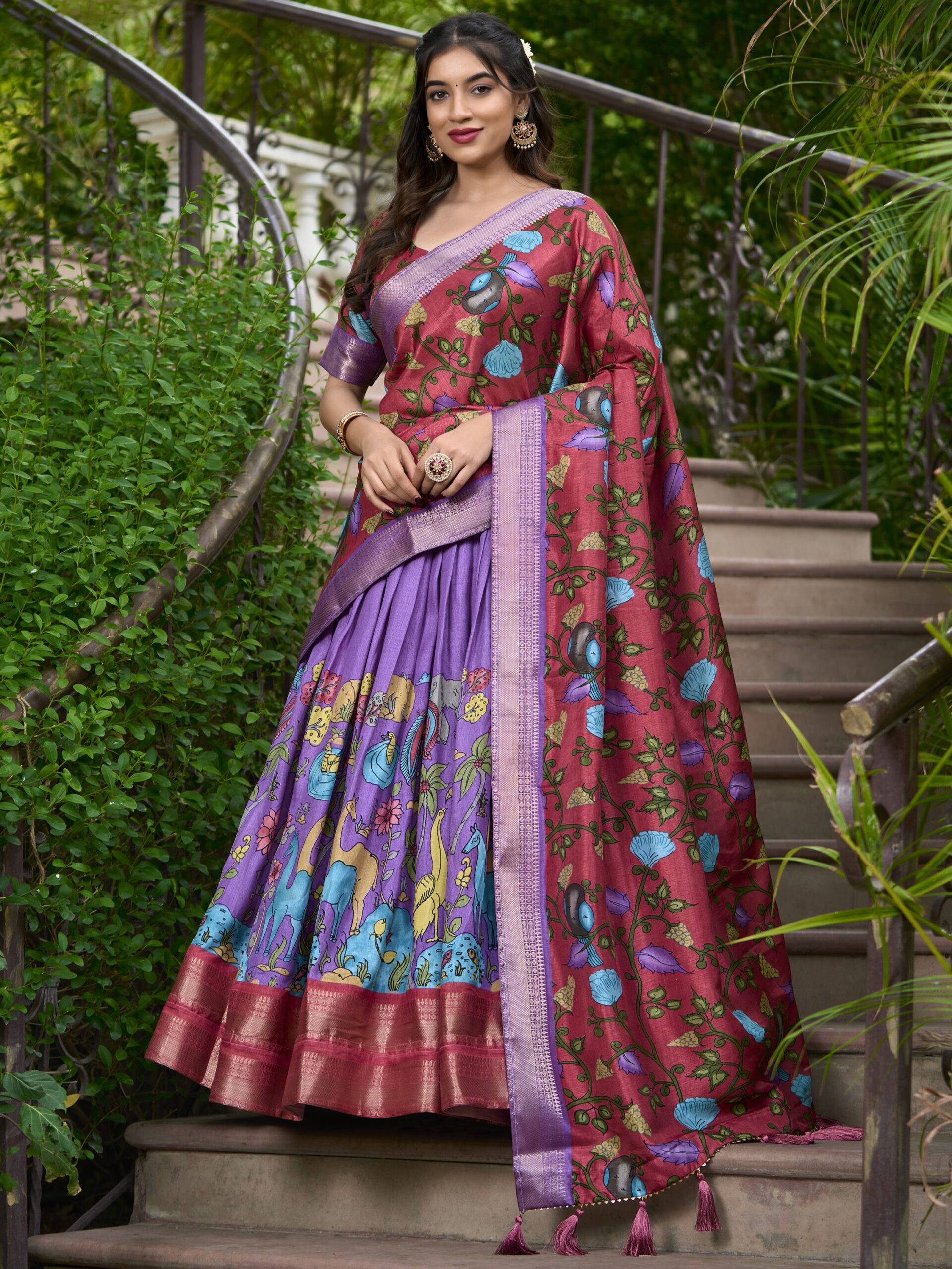 Floral Print With Foil Work Lehenga Choli - Image 3