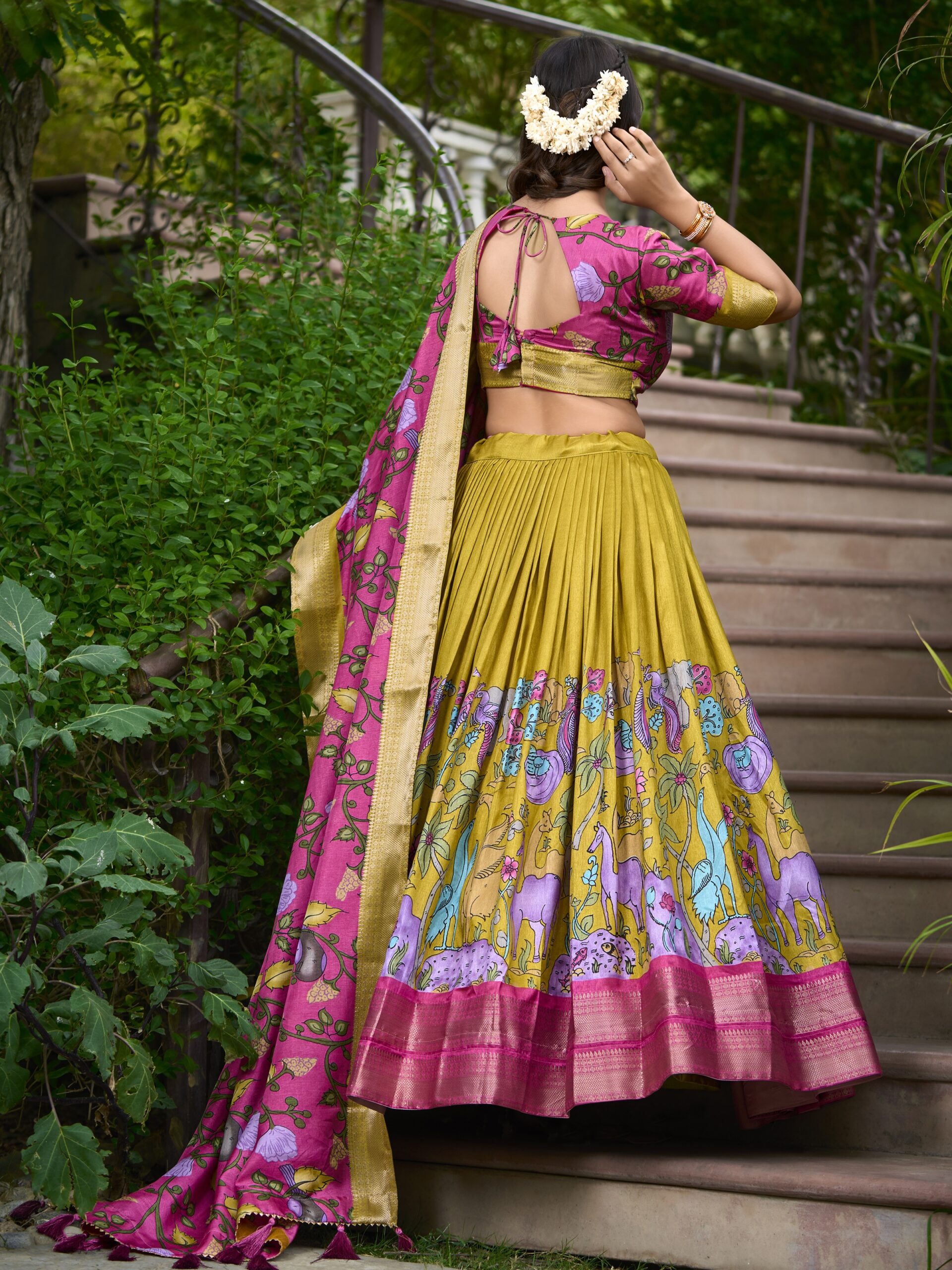 Floral Print With Foil Work Lehenga Choli - Image 4
