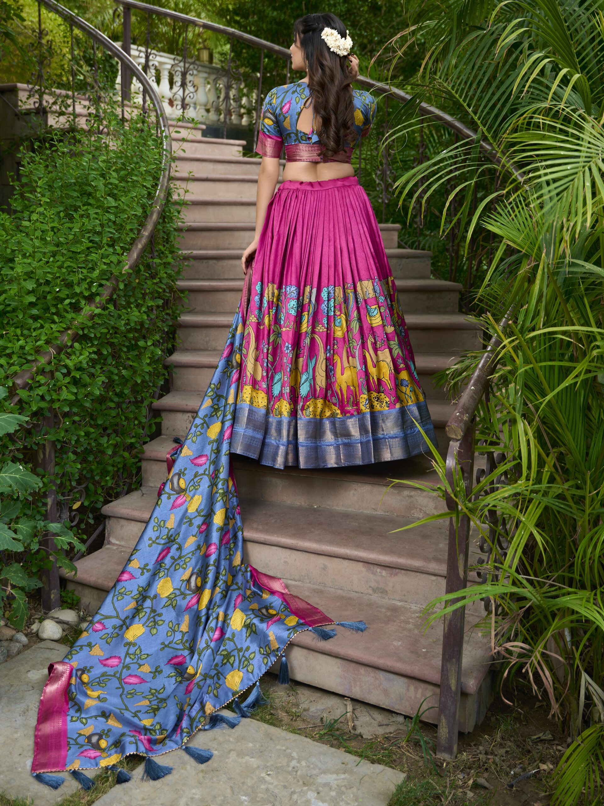 Floral Print With Foil Work Lehenga Choli - Image 4
