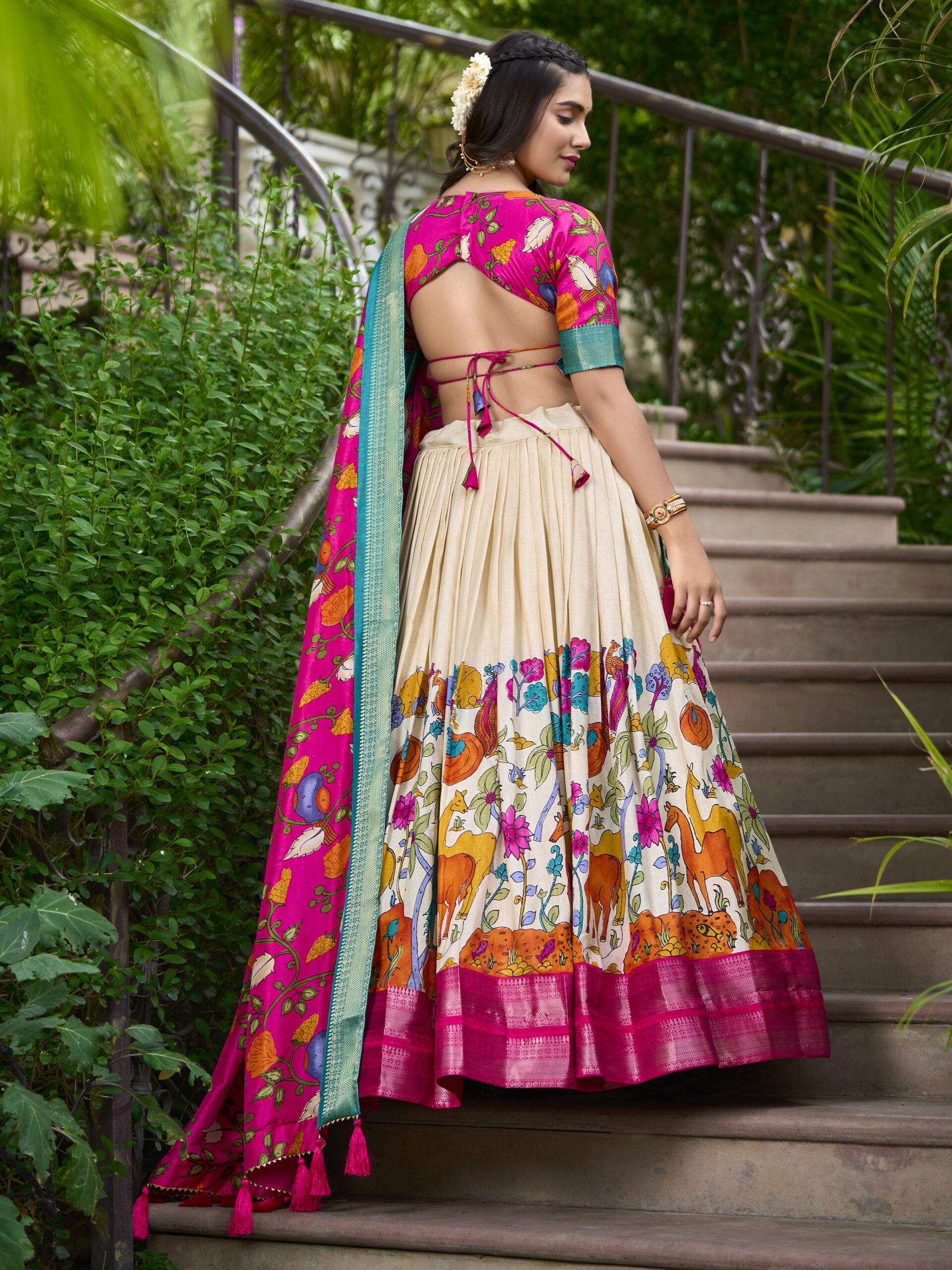 Floral Print With Foil Work Lehenga Choli - Image 5