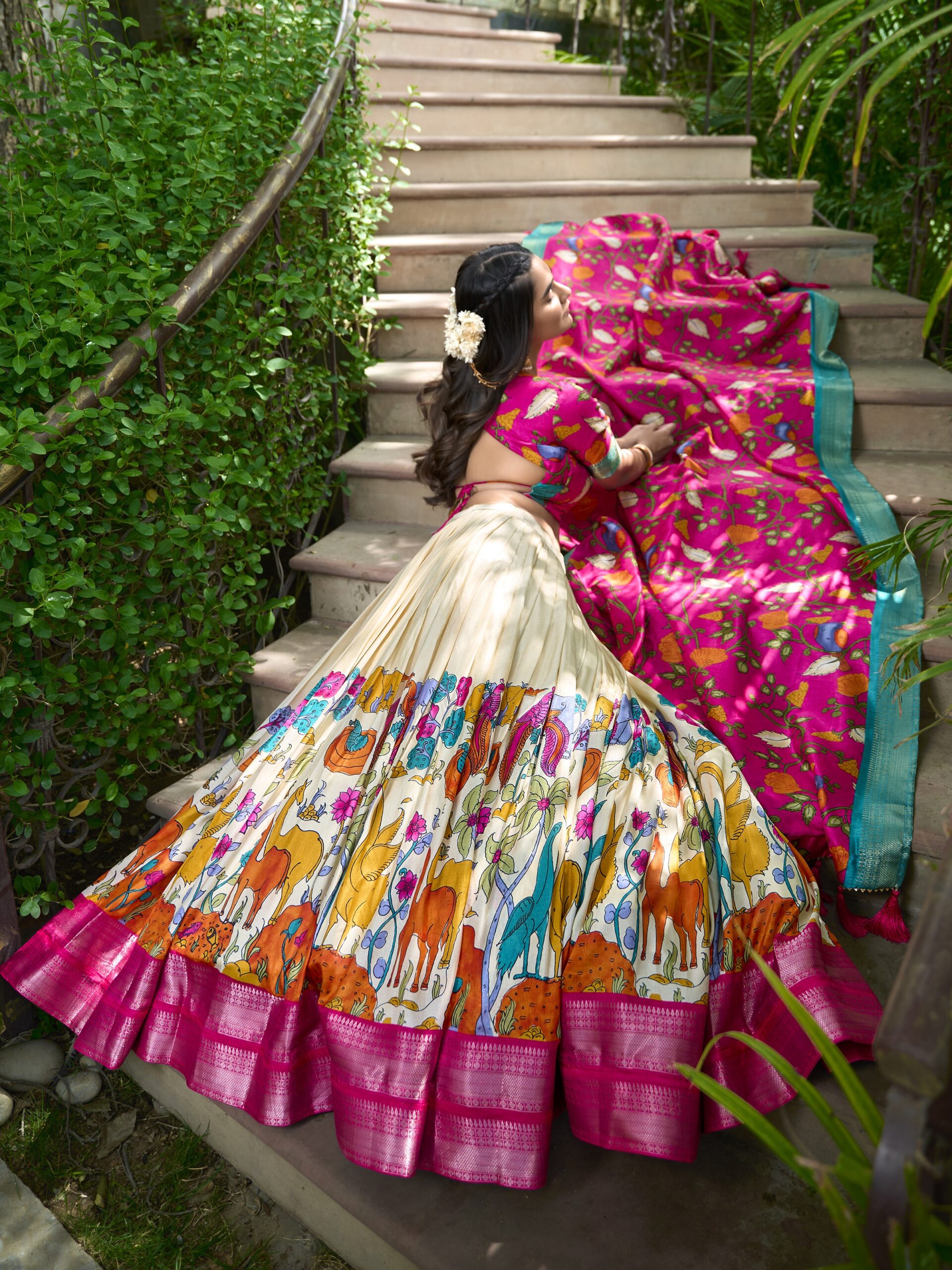 Floral Print With Foil Work Lehenga Choli - Image 4