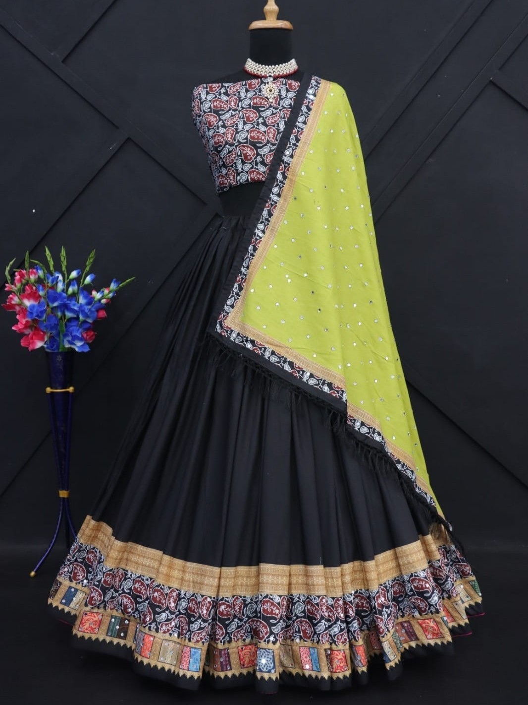 Printed With Real Mirror Lehenga Choli
