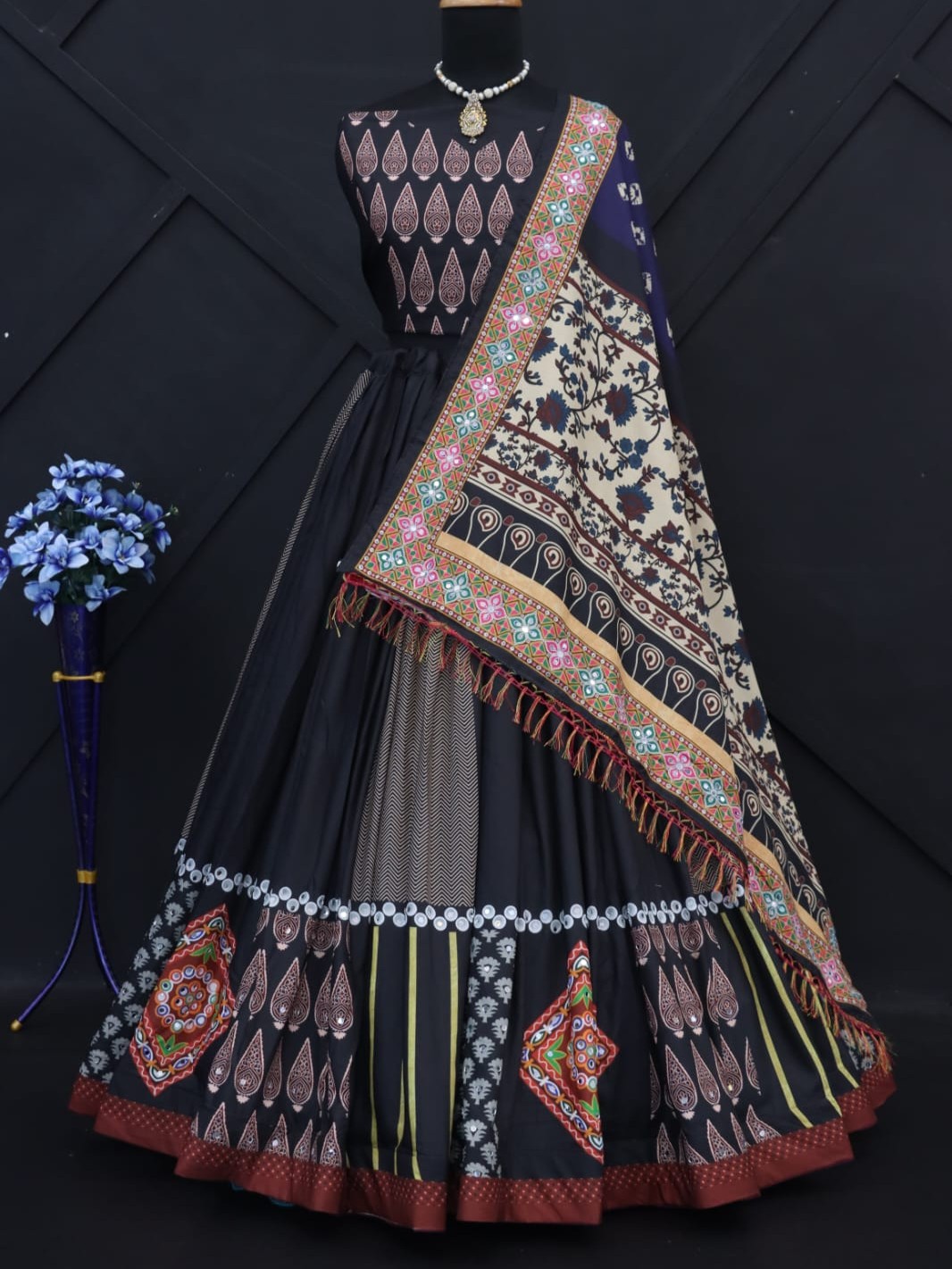 Printed With Real Mirror Lehenga Choli