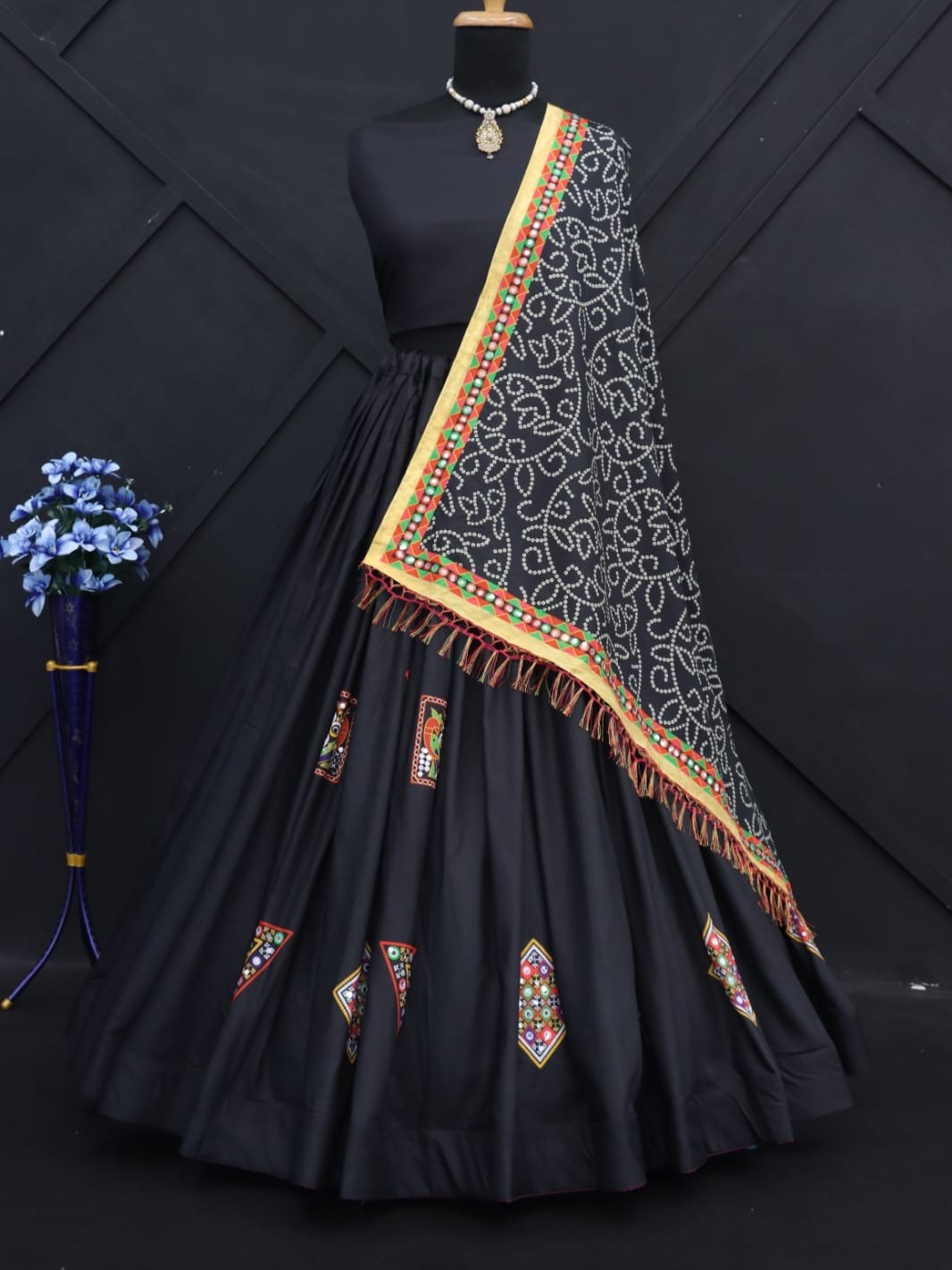 Printed With Real Mirror Lehenga Choli