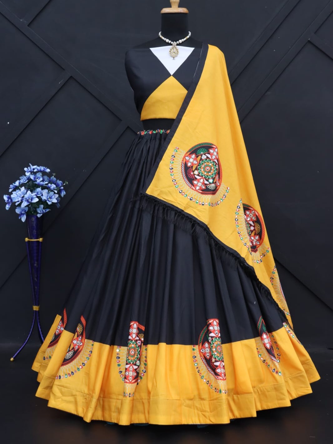 Printed With Real Mirror Lehenga Choli