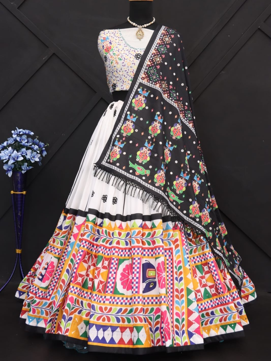 Printed With Real Mirror Lehenga Choli