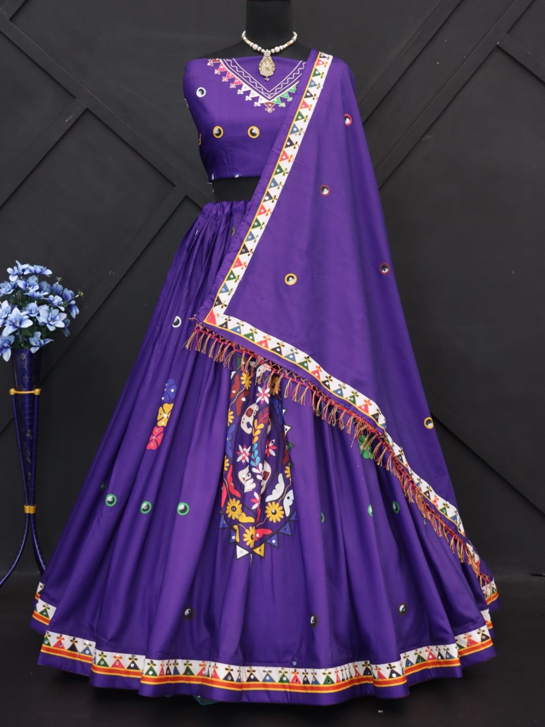 Printed With Real Mirror Lehenga Choli