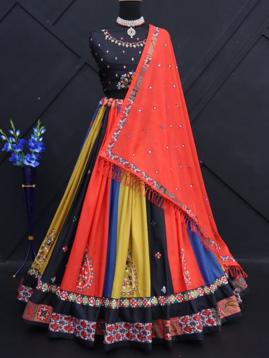 Printed With Real Mirror Lehenga Choli