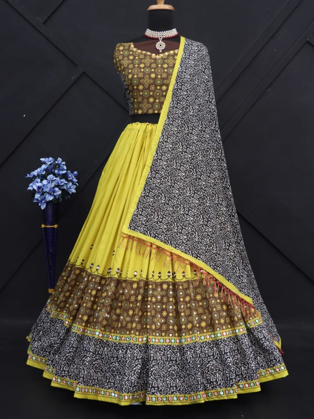 Printed With Real Mirror Lehenga Choli