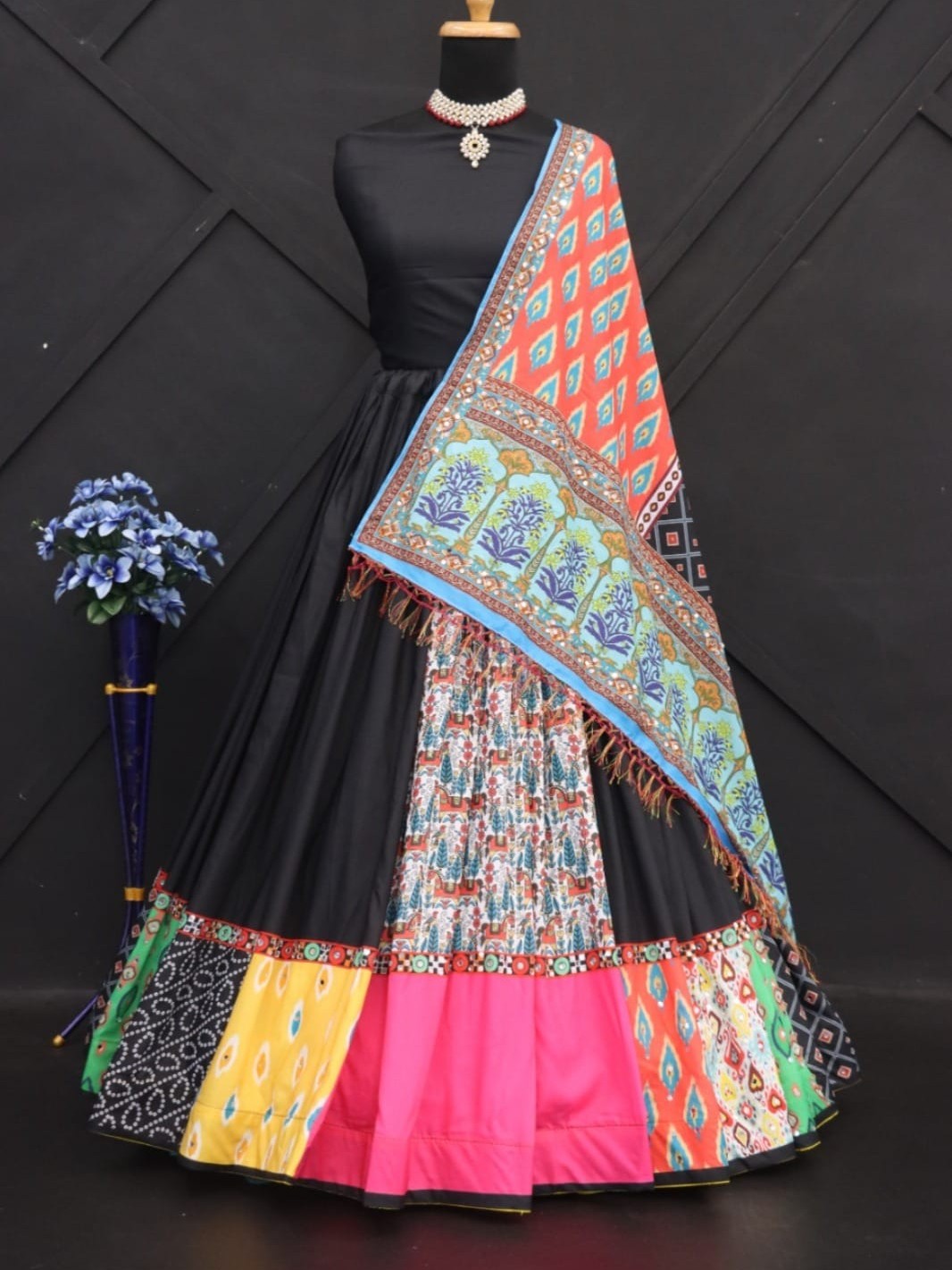 Printed With Real Mirror Lehenga Choli