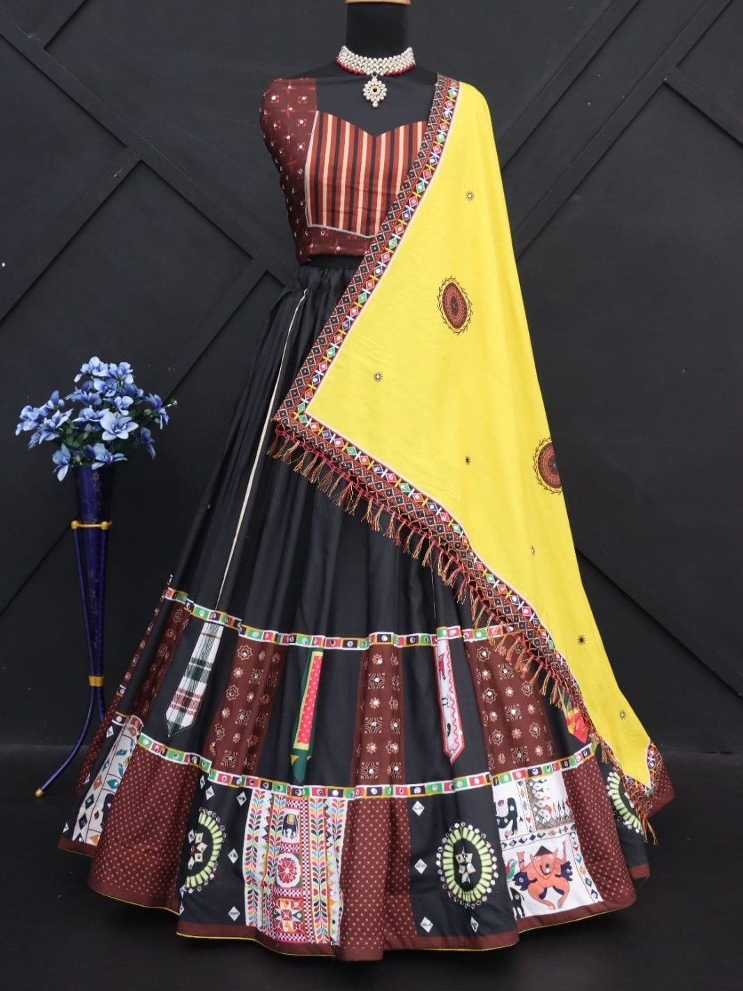 Printed With Real Mirror Lehenga Choli