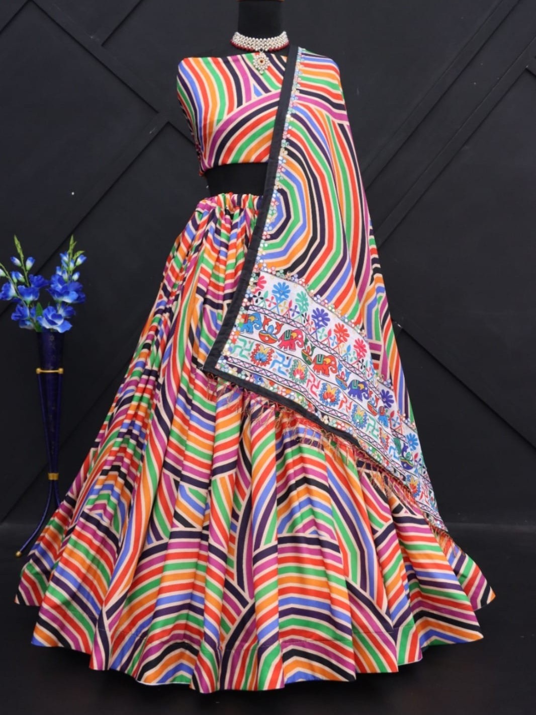 Printed With Real Mirror Lehenga Choli