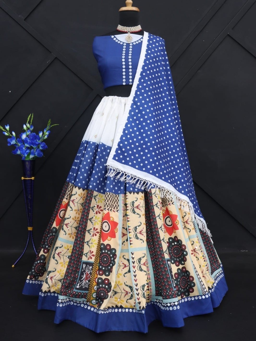 Printed With Real Mirror Lehenga Choli