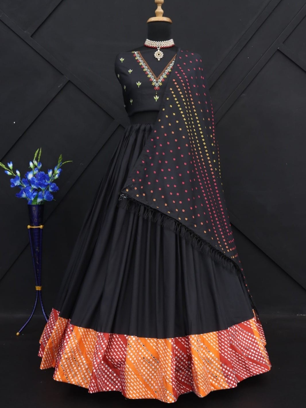 Printed With Real Mirror Lehenga Choli