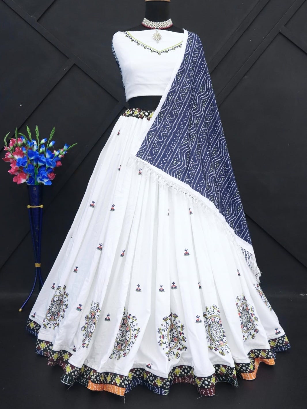 Printed With Real Mirror Lehenga Choli