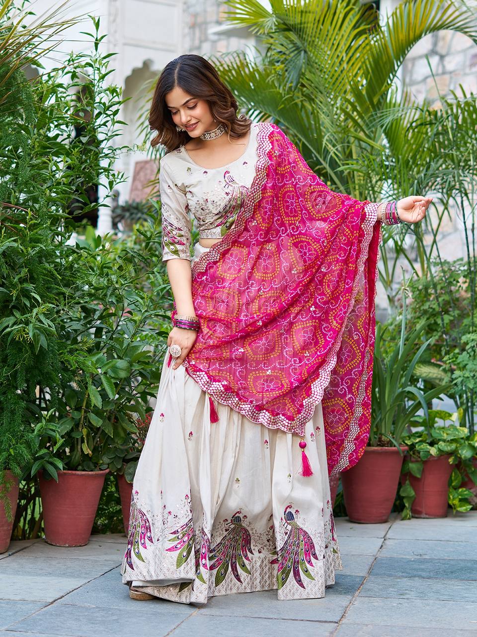 Heavy Embroidery Sequence And Thred Work Lehenga Choli - Image 4