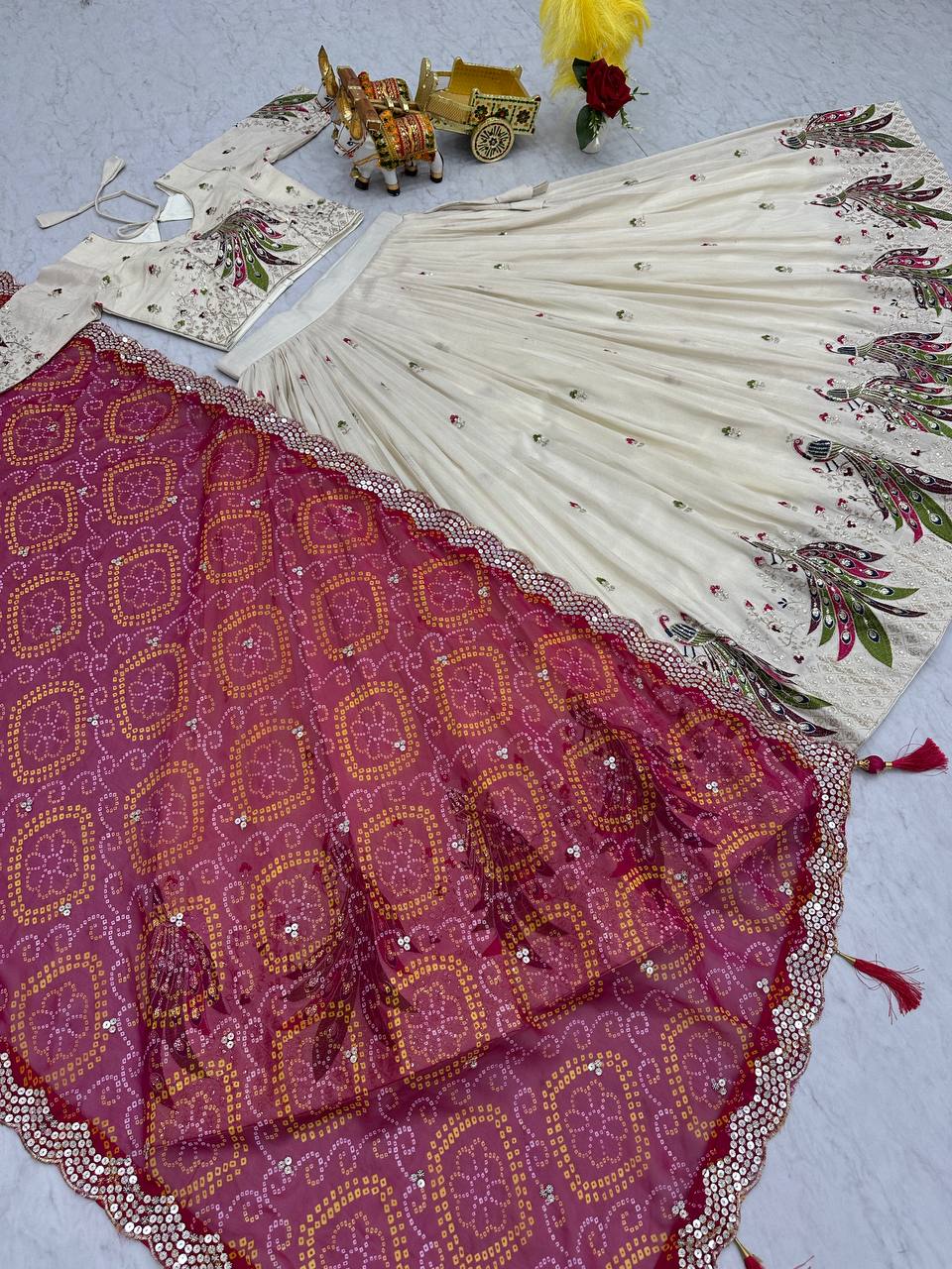 Heavy Embroidery Sequence And Thred Work Lehenga Choli - Image 7